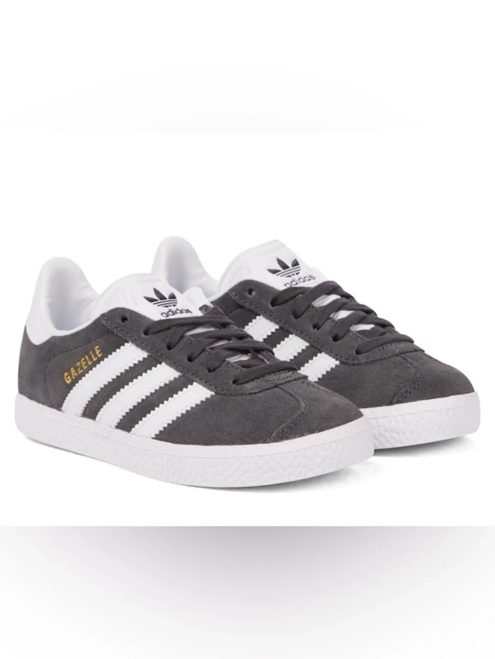 adidas Gazelle Gray Suede Sneakers with White Stripes Kids